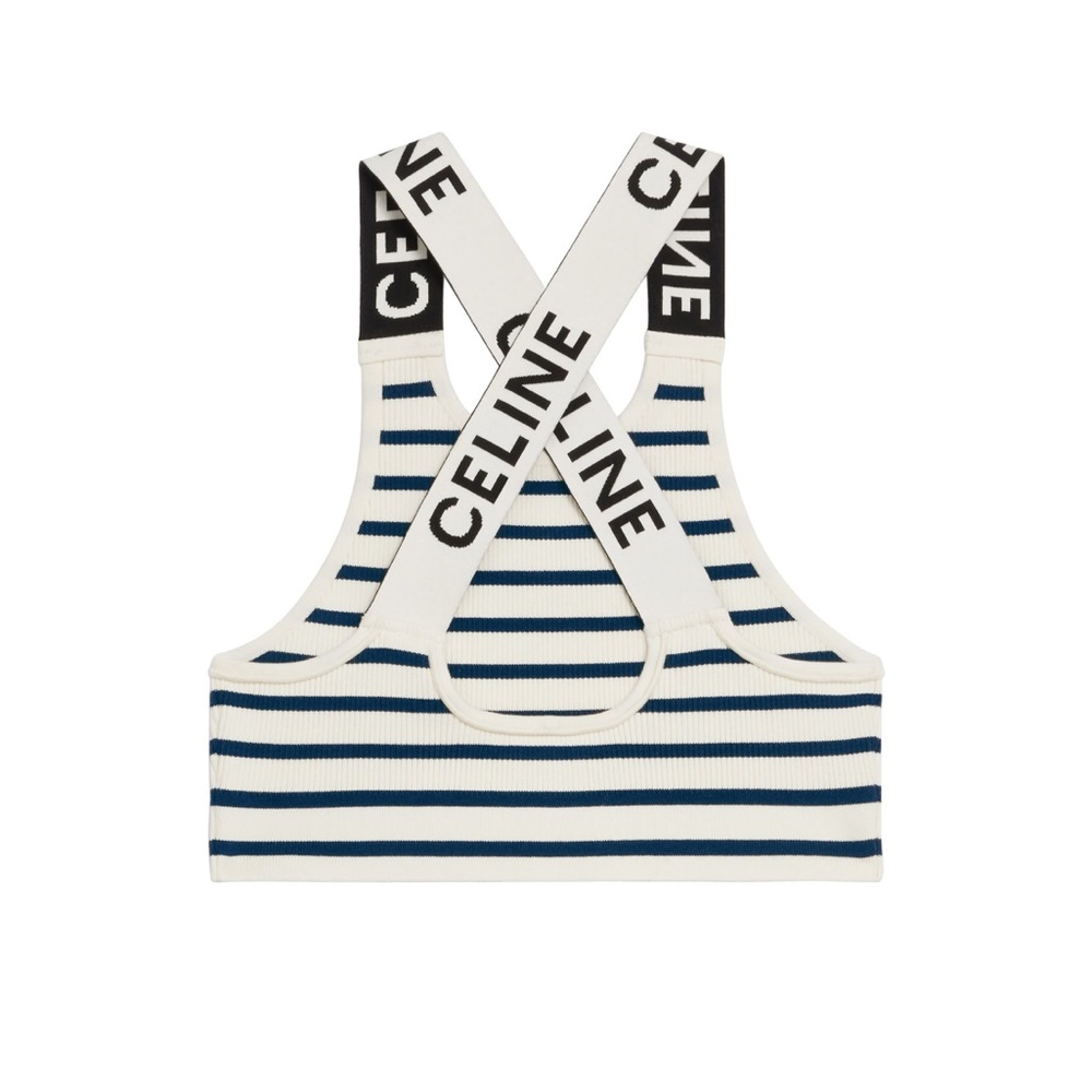 Celine Cross Back Bra *new with tags* Off white / Navy Size Small S - Picture 7 of 8